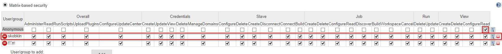 Установка прав доступа при первичной настройке