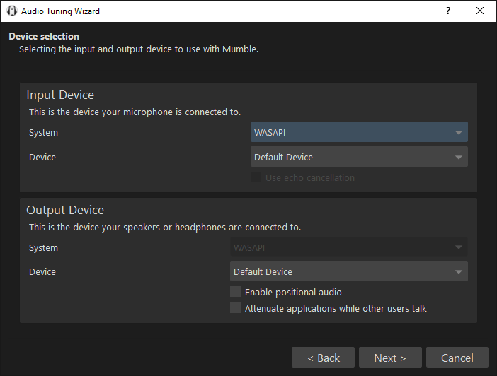 Настройка аудиоустройств.
